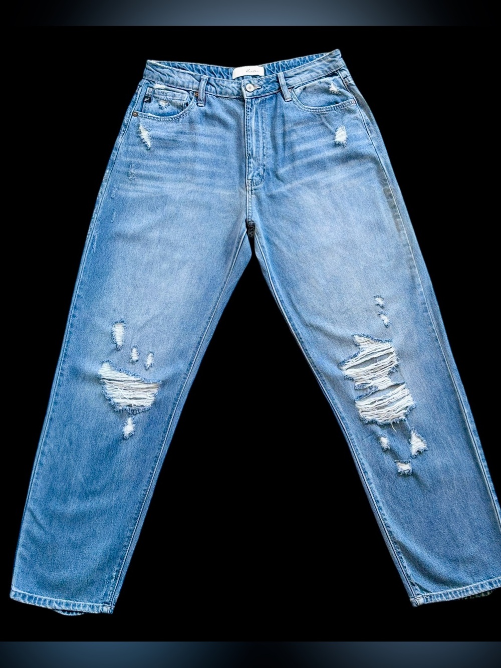 KANCAN Distressed Wide Leg Jeans 13 30 Blue High Rise Y2K Grunge Aesthetic Denim